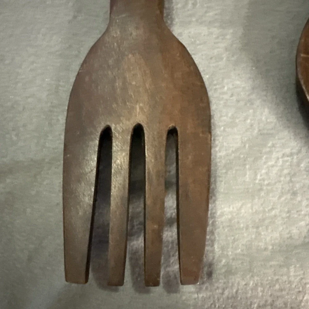 Vintage MCM Wall Hanging Large Wooden Spoon and Fork Set Totem 12